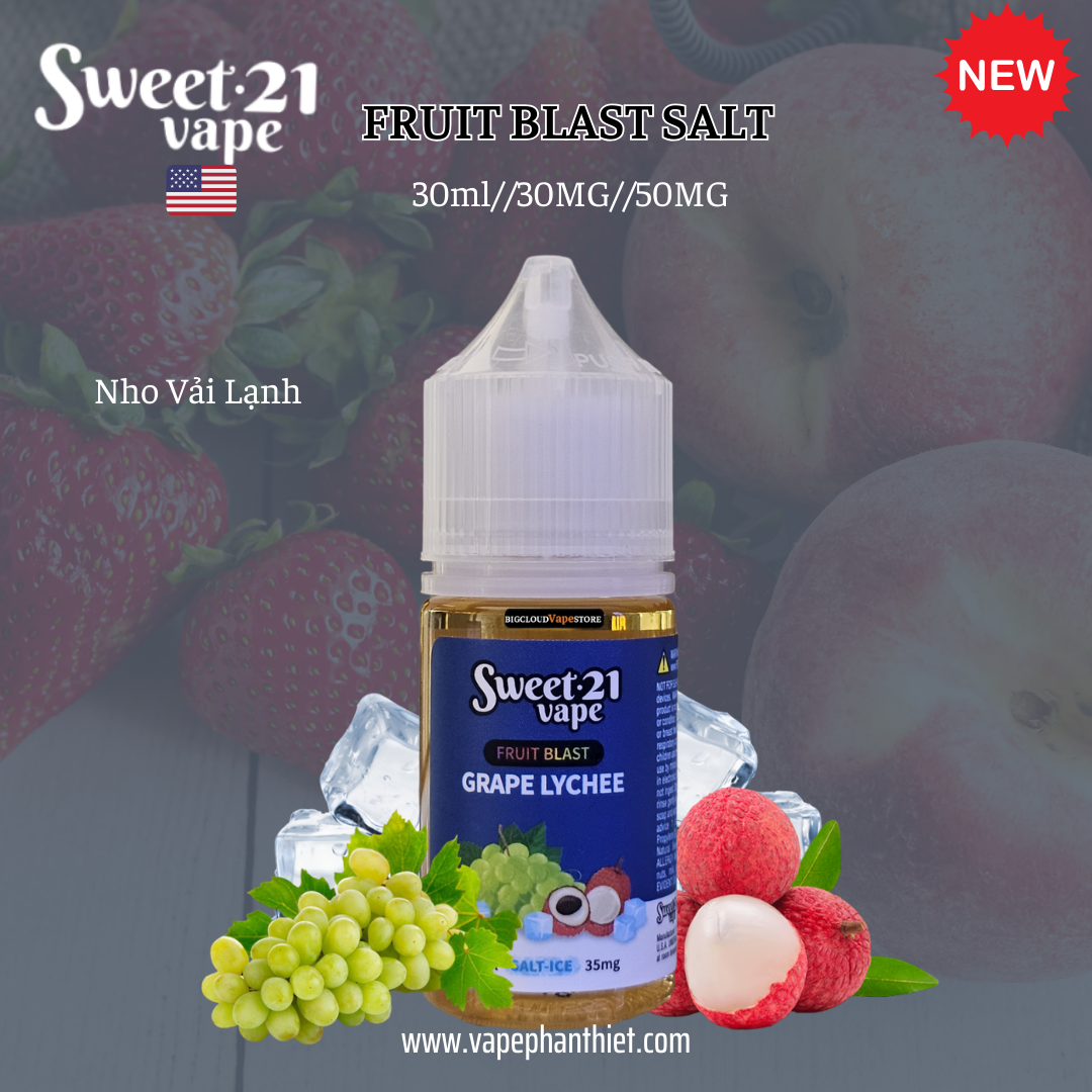 Sweet.21 Salt Nho Vải Lạnh 30ml 30MG-50MG